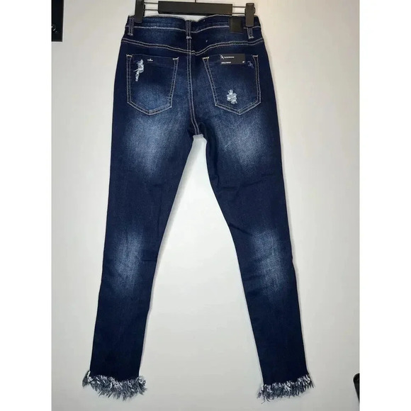 BloomRocks Frayed Hem High Waist Jeans Dark Denim Womens Size 27 Skinny NWT - Picture 4 of 9